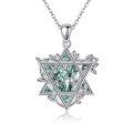 wholesale 925 Sterling Silver Green Moss Agate Abalone Shell Star of David Pendant Necklace Judaica Gifts for Her-0-0