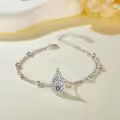 wholesale 925 Sterling Silver Teardrop Abalone Shell Flower Charm Layered Ankle Bracelet-0-4