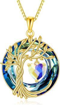 wholesale Sterling Silver Crystal Tree of Life Necklace for Women with Birthstone-04-Apri-Aurora Borealis
