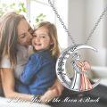 wholesale 925 Sterling Silver Moon & Back Love Necklace Gift for Mom Nana Mother Daughter-0-2