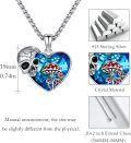 wholesale 925 Sterling Silver Heart-Shaped Pendant w/ Blue Crystal & Red Mushroom Design on 20 + Extender Chain-0-3