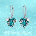 wholesale  Sterling Silver & Heart Crystal Rose Skull Dangle Earrings – Gothic Birthstone Jewelry Gift-0-5