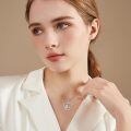 wholesale 925 Sterling Silver Horse Girl Heart Pendant Necklace Rose Gold Plated Cubic Zirconia-0-5