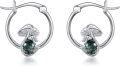 wholesale 925 Sterling Silver Green Jasper Mushroom Hoop Earrings for Women Girls Nature Inspired  Idea-0-0