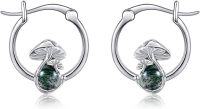 wholesale 925 Sterling Silver Green Jasper Mushroom Hoop Earrings for Women Girls Nature Inspired  Idea-Mushroom