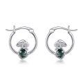 wholesale 925 Sterling Silver Green Jasper Mushroom Hoop Earrings for Women Girls Nature Inspired  Idea-0-0