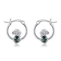 wholesale 925 Sterling Silver Green Jasper Mushroom Hoop Earrings for Women Girls Nature Inspired  Idea-Mushroom