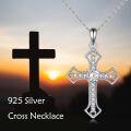 wholesale 925 Sterling Silver Cubic Zirconia Cross Pendant Necklace for Women and Men  45cm Chain Length-0-1