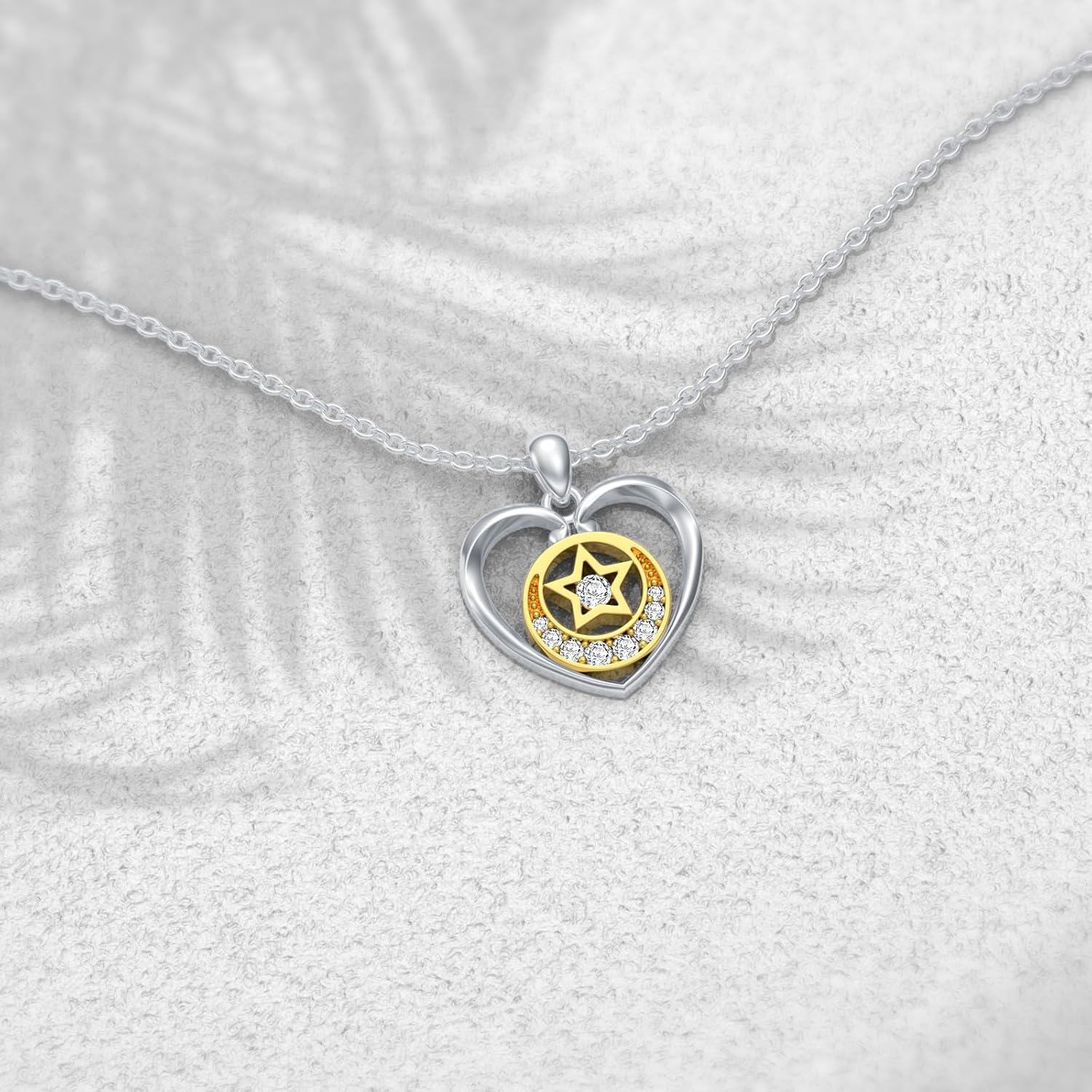 wholesale 925 Sterling Silver Star and Cubic Zirconia Pendant Necklaces for Women-0-3