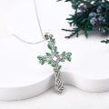 wholesale 925 Sterling Silver Green Leaf Celtic Knot Cross Pendant Necklace Religious s for Women and Men-0-2