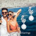 wholesale 925 Sterling Silver Celtic Knot Pearl Drop Dangle Earrings with Leverbacks-0-5