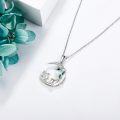 wholesale 925 Sterling Silver Moon Pendant Necklace with Ducks and Emerald Gemstones for Women Girls Mothers Day Gift-0-2