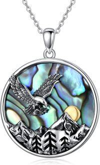wholesale 925 Sterling Silver Abalone Shell Eagle Mountain Moon Pendant Necklace Gifts for Women Girls-eagle