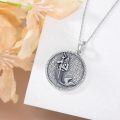 wholesale 925 Sterling Silver Oxidized Poseidon Mermaid Trident Oval Pendant Necklace-0-1