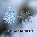 wholesale 925 Sterling Silver Blue Crystal Snowflake Pendant Necklace - Winter Fashion s for Her-0-3