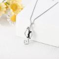 wholesale 925 Sterling Silver Musical Note Cat Pendant Necklace with Black Onyx Gemstone Jewellery Gifts for Women-0-3