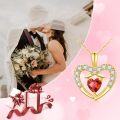 wholesale 14K Gold Red Garnet Heart Shaped Pendant Necklace for Women - 16 Chain Length-0-5