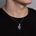 wholesale 925 Sterling Silver Treble Clef Snake Pendant Necklace - Vintage Music s for Women & Men-0-2