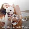wholesale 925 Sterling Silver French Bulldog Hoop Earrings Wholesale Sleepy Dog Charm Jewelry-0-4