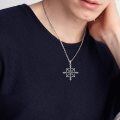 wholesale 925 Sterling Silver Ship Wheel Compass Pendant Necklace Oxidized Black Stone-0-2