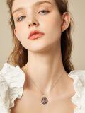 wholesale 925 Sterling Silver Basketball Goldstone Pendant Necklace Platinum Plated Chain-0-1