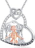 wholesale 925 Sterling Silver Sisters Heart Pendant Necklace with 3 Girls and Cubic Zirconia Gifts for Women-0-0