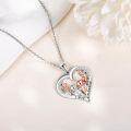 wholesale 925 Sterling Silver Heart Love Pendant with Two Otters and I love you forever Inscription - Gifts for Her-0-3