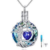 wholesale 925 Sterling Silver Tree Of Life Pendant With Red Heart Gemstone And Chain-09-Sep-Sapphire