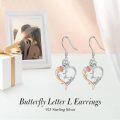 wholesale TOUPOP Rose Heart Earrings For Women Sterling Silver Butterfly Initial L Letter Drop Dangle Earrings Anniversary Birthday Christmas Jewelry Gifts For Her Wife Girlfriend Mom -0-2