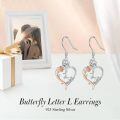 TOUPOP Sterling Silver Rose Heart Butterfly Initial L Letter Drop Dangle Earrings-0-2