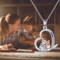 wholesale 925 Sterling Silver Heart-Shaped Pendant with Multi-Colored Stones for Mother and Daughter - I Love You Message Necklace Gift for Mom-0-1
