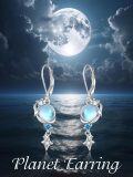 wholesale 925 Sterling Silver Moonstone Planet Drop Earrings with Blue Cubic Zirconia Stars - Celestial Jewelry for Women-0-6