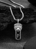 wholesale 925 Sterling Silver Black Crystal Lion Pendant Necklace-0-1