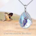 wholesale 925 Sterling Silver Owl Pendant with Blue Opal Stone Necklace for Women-0-2