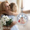 wholesale 925 Sterling Silver Moon & Stars Fox Family Pendant Necklace - Gifts for Women-0-2
