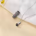 TOUPOP Sterling Silver Rose Urn Necklace For Human Ashes Memorial Jewelry-0-5