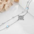 wholesale 925 Sterling Silver Heart Moonstone Celtic Knot Wiccan Bracelet for Women-0-4