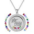 wholesale S925 Sterling Silver & Birthstone Round Mother Floating Locket Necklace - Adjustable Chain, Gift for Mom, Heartfelt Message, DIY Charm-0-0