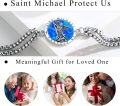 wholesale 925 Sterling Silver Saint Michael Blue Opal Protection Charm Bracelet for Men & Women-0-4