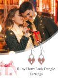 wholesale 925 Sterling Silver Heart Lock Red Crystal Drop Earrings Valentines Day Gifts for Her-0-1
