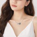 wholesale 925 Sterling Silver Infinity Heart Black Cat Pendant Necklace for Women Girls  45cm Chain Length-0-4