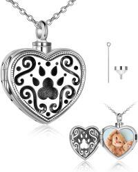 wholesale TOUPOP Custom Urn Locket Necklaces For Ashes S925 Sterling Silver Personalized Pet Paw Urn Locket Necklace Heart Photo Locket That Hold Pictures Keepsake Necklace -undefined