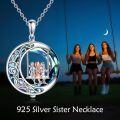 wholesale 925 Sterling Silver Tree of Life Necklace with Blue Crystal and Sisters Pendant  for Women-0-1