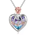 TOUPOP Sterling Silver Crystal Necklace For Daughter I Love You Rose Flower Jewelry-0-0