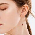 wholesale 925 Sterling Silver Red Mushroom Dangle Drop Threader Earrings with Long Chains - Gifts for Her-0-2