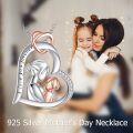 wholesale 925 Sterling Silver Heart Infinity Mother Daughter Pendant Necklace for Women Girls Gifts-0-2