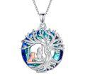 wholesale 925 Sterling Silver Tree of Life with Cat and Bird Pendant Necklace for Women-0-0