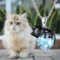 wholesale 14K Gold Pink Crystal Black Cat Pendant Necklace for Women Cats Lover-0-36