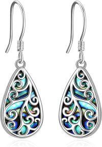wholesale 925 Sterling Silver Abalone Shell Teardrop Filigree Tree of Life Dangle Earrings for Women-Teardrop Tree of Life Earrings