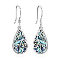wholesale 925 Sterling Silver Teardrop Earrings Wholesale With Mother Of Pearl Inlay-Teardrop Tree of Life Earrings